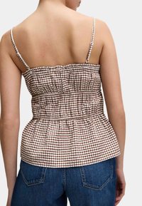 Marks & Spencer RICH GINGHAM TIE FRONT - Top - brown mix