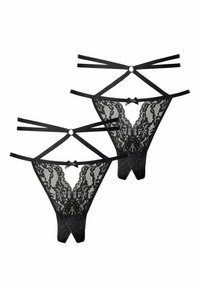 PETITE FLEUR GOLD BY LASCANA THONG OUVERT 2 PACK - String - schwarz/schwarz