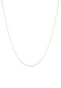 Collar de cadena metálica en tono dorado con una textura suave y delicada y un diseño de eslabones sutil y fino. Longitud ajustable para un uso versátil.