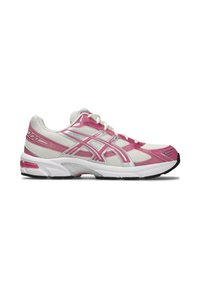 White and pink running shoe with mesh fabric, rubber sole, and branded side stripes, displayed in side profile on a white background.