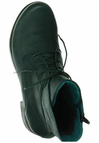 Stivale alla caviglia in pelle verde con punta rotonda, design con lacci, interno a contrasto e tacco basso impilato.