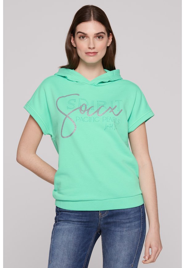 ÄRMELLOSER OVERSIZED MIT ARTWORK - Kapuzenpullover - mint leaf