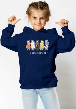 MoonWorks PFERDE SCHRIFTZUG - Kapuzenpullover - navy