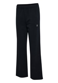 Svarta mjukisbyxor i mjukt tyg med avslappnad passform, elastisk midja och en liten logotypdetalj på sidan.