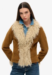 Superdry & Co CROP QUILT LINE AFGHAN  - Chaqueta de invierno - denim co tobacco brown