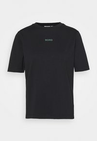 Czarny bawełniany T-shirt z krótkim rękawem. Na piersi znajduje się małe zielone logo "BORG", a koszulka ma klasyczny okrągły dekolt.