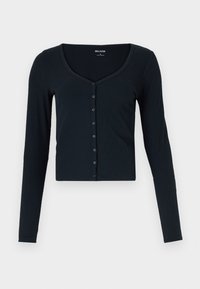 Ribbed Seamless Fabric Button-Through Top - Vest - black
