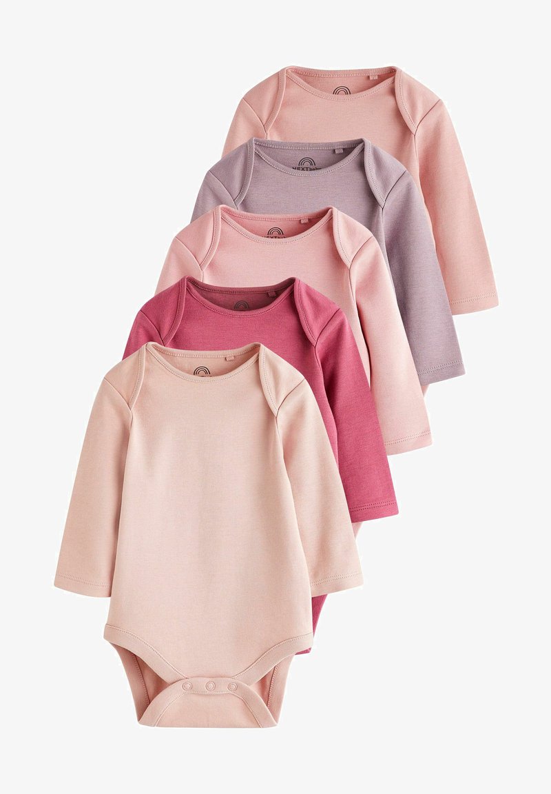 Penki ilgomis rankovėmis bodisai rožinių, purpurinių ir violetinių atspalvių. Minkšta medvilnė su spaustukais ir apvali apykakle.