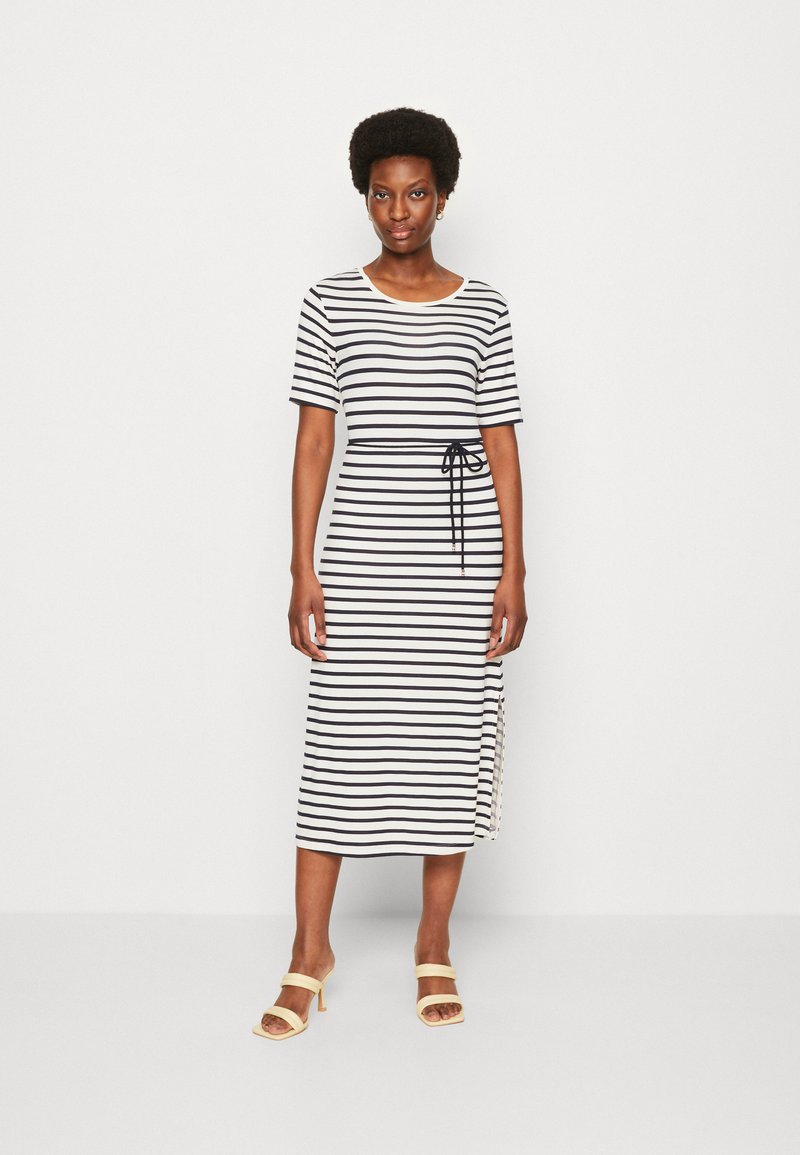 Tommy Hilfiger STRIPE MIDI Jersey dress white/desert sky/white