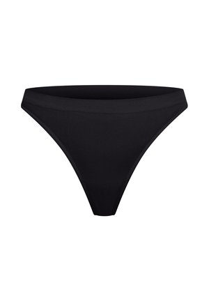 Culotte en coton mélangé noir avec une taille sans couture, design taille basse et texture lisse, adaptée à un port quotidien.