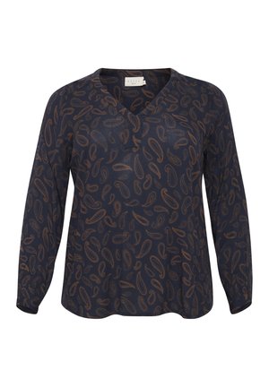 KCOLIVE AMI - Tops ar garām piedurknēm - dark blue toffee paisley print