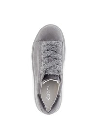 Grijze suède sneakers met gestructureerde veters, rubberen zool en logo aan de binnenkant. Zachte, pluche bovenkant met een afgeronde neusdesign.