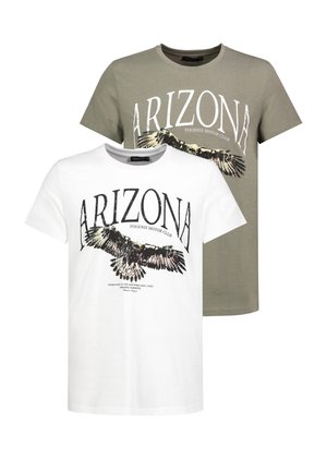 2ER-SET MIT ANIMAL-PRINT ADLER MOTIVPRINT - T-Shirt print - weiß-grün