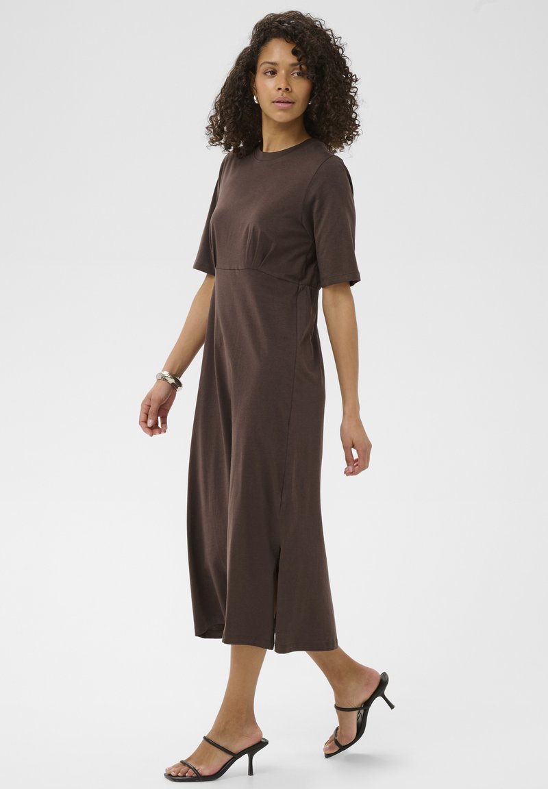 chocolate brown t shirt dress Kaffe KACELINA T-SHIRT - Robe en jersey Clothing Girls White Heirloom Christmas cat_women-dress-clothes Size:x-large