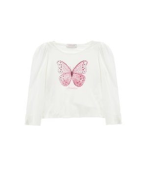 FARFALLA - Topper langermet - bianco/rosafairytale