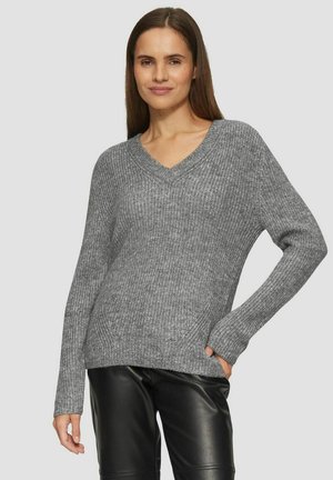 V-AUSSCHNITT LANGARM - Strickpullover - anthrazit