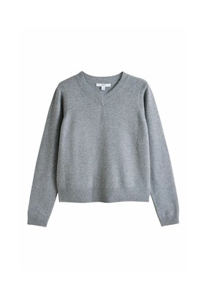 Next, PETITE FIT - SUPERSOFT V-NECK LONG SLEEVE JUMPER - Striktrøje - grey