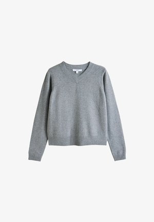 Next, PETITE FIT - SUPERSOFT V-NECK LONG SLEEVE JUMPER - Striktrøje - grey