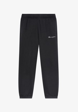 Pantaloni sportivi neri realizzati in tessuto morbido, con una vita elastica, design a gamba affusolata e un logo bianco "Champion" sulla coscia sinistra.