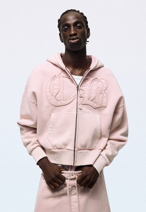 Bershka EMBROIDERED JACKET. - Sweat zippé - light pink
