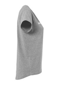 Grijze korte mouwen t-shirt met een ronde halslijn, gemaakt van een zachte katoenmix, met een klein logo op de borst.