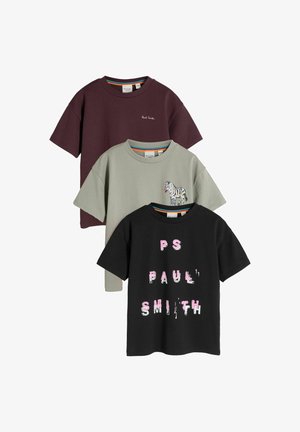 Paul Smith Junior, REGULAR FIT - GRAPHIC T-SHIRTS 3 PACK . - Printtipaita - black grey burgundy