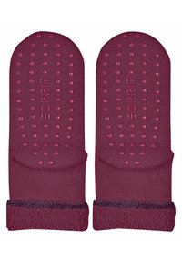 Bordowe rękawice z mieszanki bawełny z teksturowanymi kropkami na dłoniach, szelek ribbowych i gładkimi wierzchami, z wytłoczonym logo "ESPRIT".