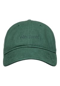 Gorra de algodón verde con visera curvada y logotipo "element" bordado en la parte frontal; cuenta con seis ojales de ventilación para una mejor transpirabilidad.