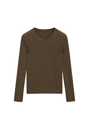 Massimo Dutti RIBBED CREW NECK - Stickad tröja - dark brown