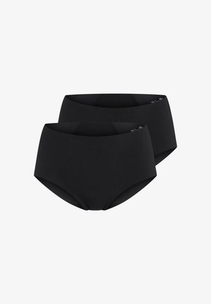 Black women's hipster underwear set, featuring a smooth elastic waistband and seamless construction for a streamlined look and comfort.