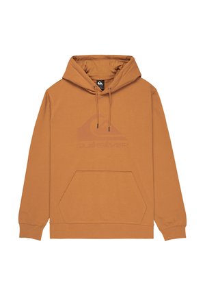 Brauner Pullover-Hoodie mit Kängurutasche vorne, verstellbaren Kordeln und dezent auf der Brust aufgedrucktem Quiksilver-Logo.