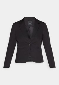 Svart blazer med en knappstängning, utskurna slag, två framfickor och ett slätt, texturerat tyg. Skräddarsydd passform.