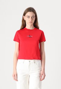 Calvin Klein Jeans MONOLOGO BABY TEE - Marškinėliai su spaudiniu - red