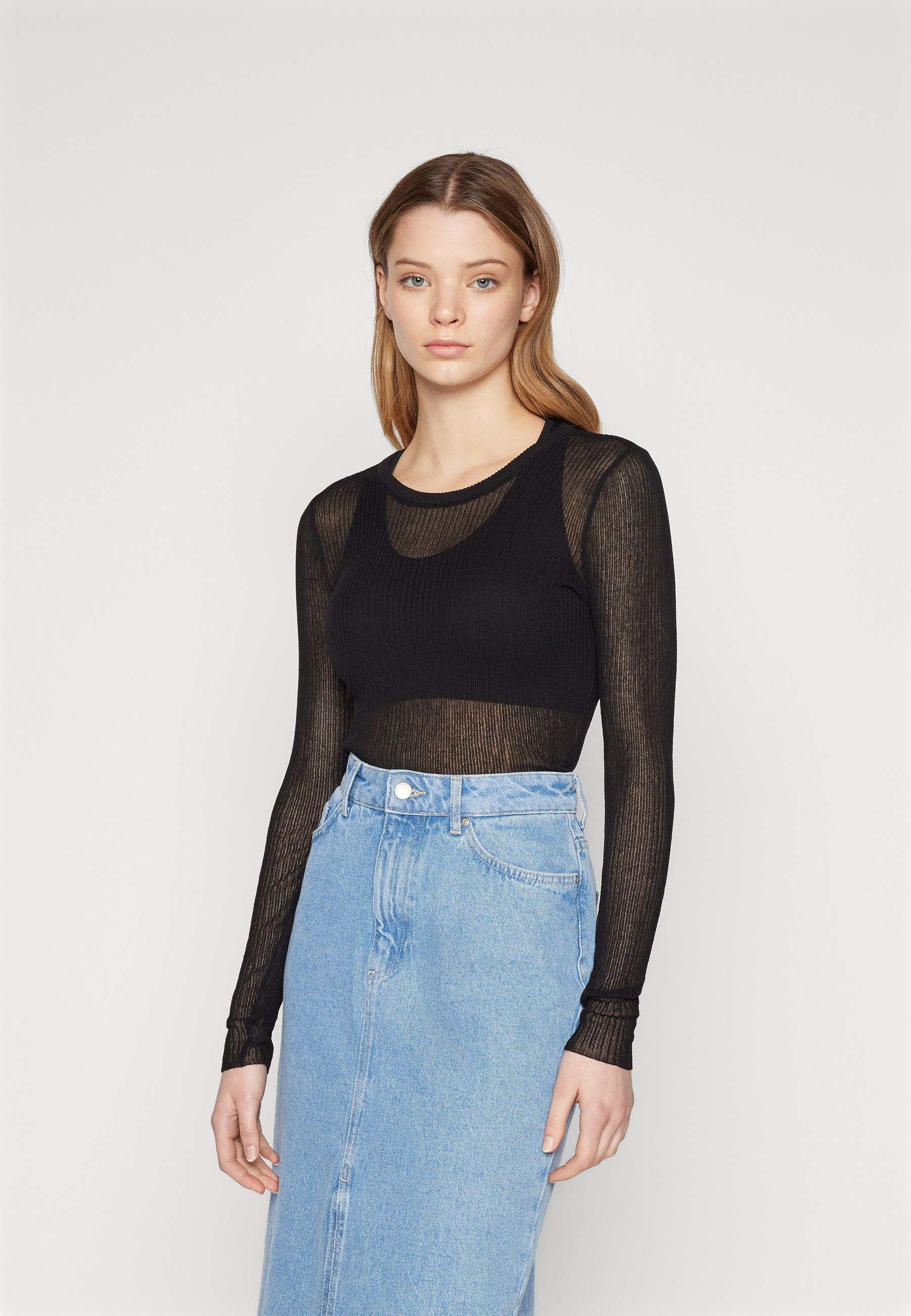 Missguided Maglia Maniche Lunghe Donna Grigia Crop Top (IT 38, EU 34