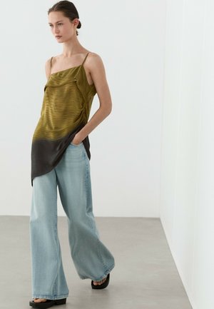 Massimo Dutti, ASYMMETRIC STRAPPY TOP WITH DRAPED DETAIL - Top - khaki