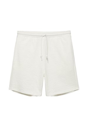 Hvide bomuldsshorts med elastisk talje og justerbar snor, lige ben, afslappet stil.