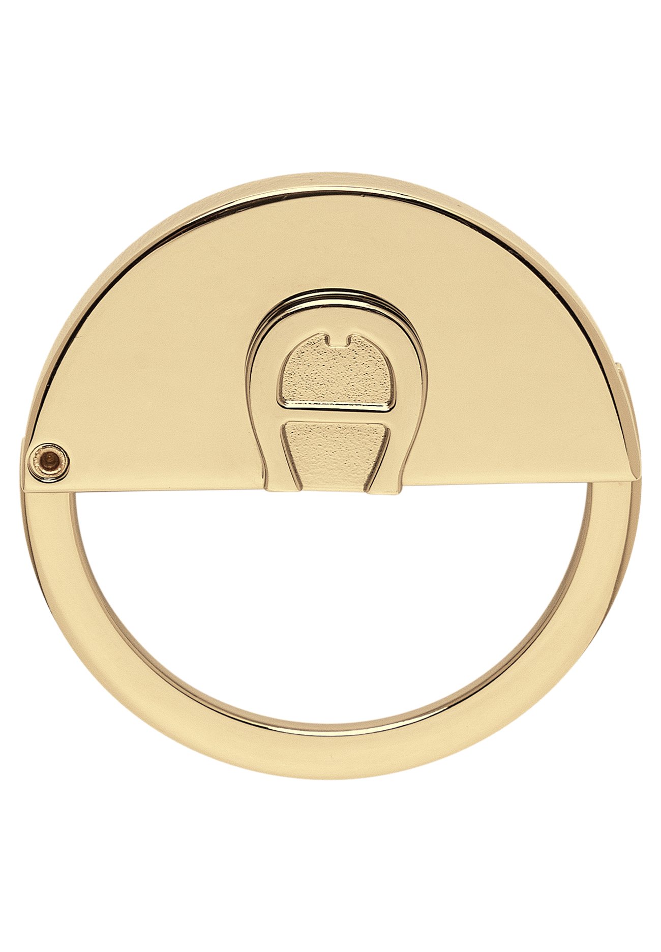 Aigner Schlüsseletui Aus Kalbsleder – Schwarz Mit Messing-Hufeisen-Logo