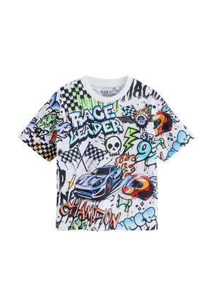 Next REGULAR FIT - SHORT SLEEVE GRAPHIC T-SHIRT . - T-shirts print - white racing graffit