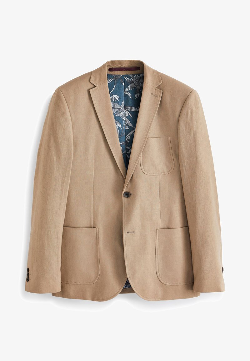 Next SLIM FIT LINEN BLEND TWO BUTTON - Bleiserjakk - light brown