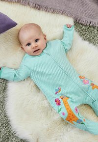 JoJo Maman Bébé GIRAFFE APPLIQUE ZIP - Strampler - duck egg