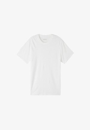 White short-sleeve t-shirt made of soft cotton. Features a classic crew neckline and a simple, seamless design without patterns or accents.