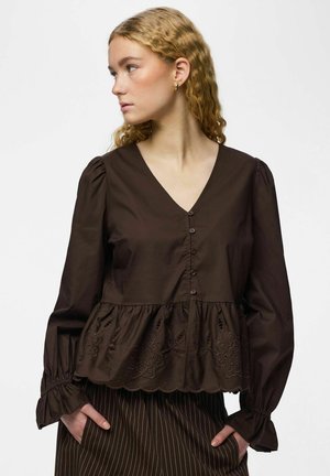 Pieces BLUSE PCFELUCA PEPLUM - Blouse - hot fudge