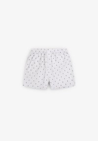 Boxers blancs avec un motif subtil de petits ancres bleues, taille élastique et un tissu léger et respirant.