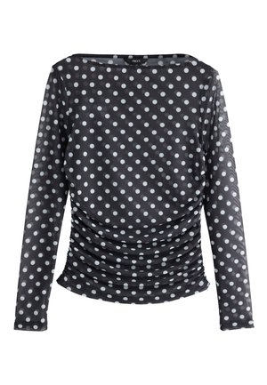 Next, RUCHED SIDE LONG SLEEVE   - Pluus - black polka dot