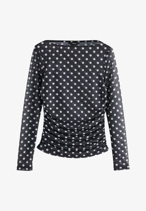 Next, RUCHED SIDE LONG SLEEVE - Bluse - black polka dot