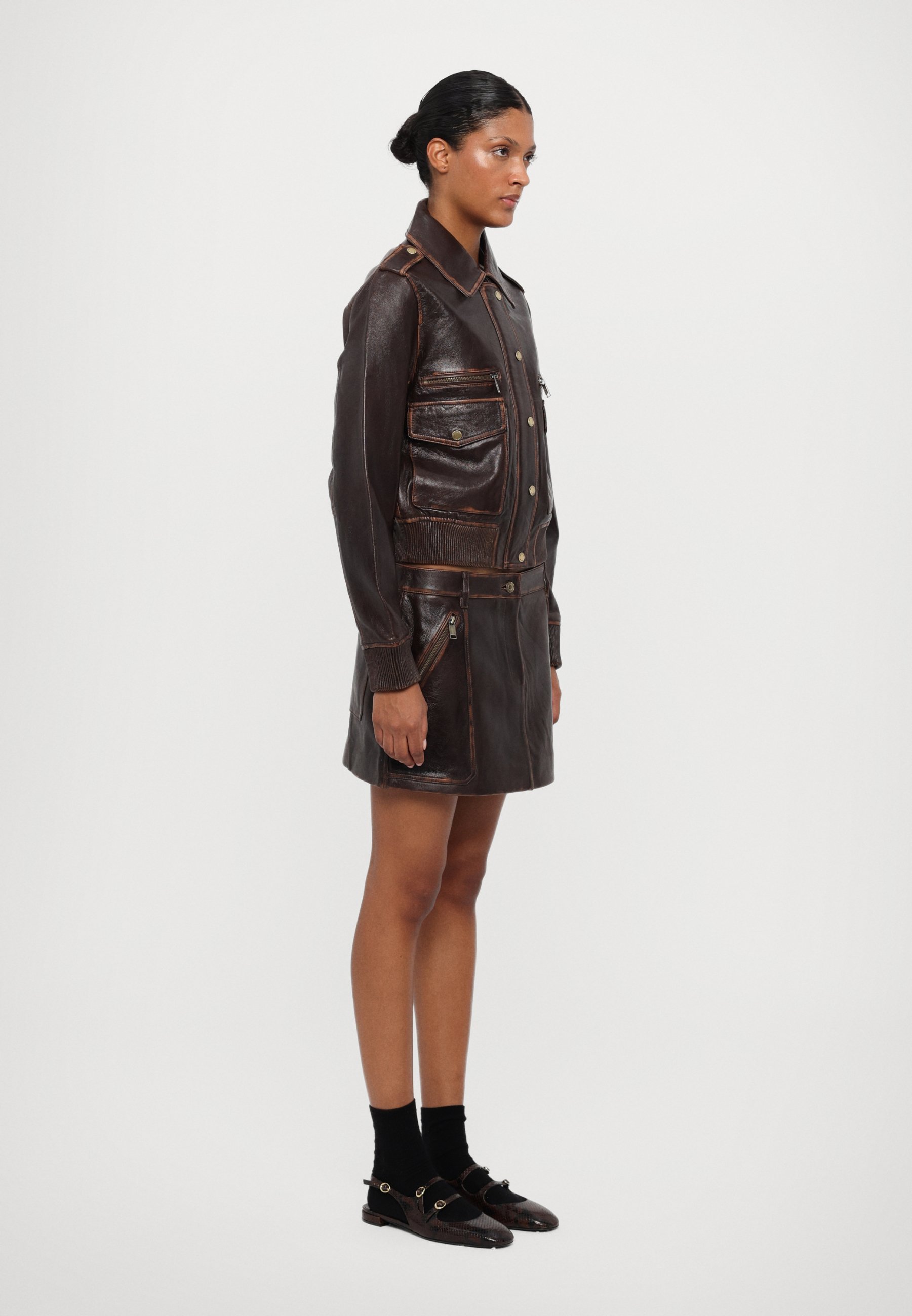 MICHAEL Michael Kors BURNISH - Lederjacke - chocolate/braun - Zalando