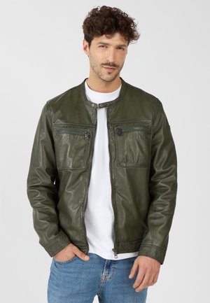 Leren jas - olive