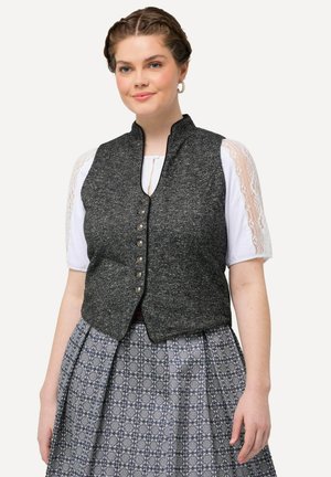Ulla Popken TRADITIONAL BUTTON-UP COLLARED - Waistcoat - mottled grey