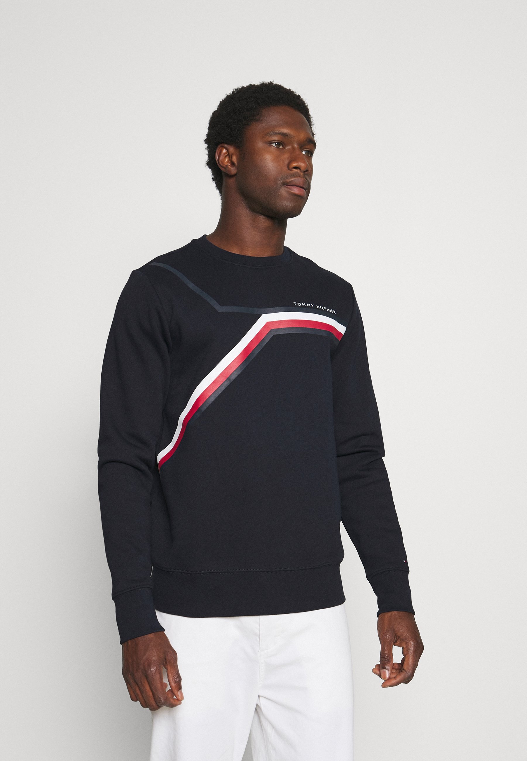 Tommy Hilfiger SPLIT CORP STRIPE CREWNECK - Sudadera - desert sky/azul  marino - Zalando.es
