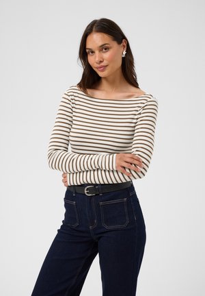 Kaffe, KALIDDY LS BOATNECK T-SHIRT - T-shirt à manches longues - chalk   carafe stripe